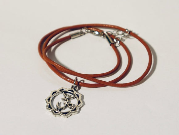 Leather Cord Crown Chakra Charm Necklace/Bracelet