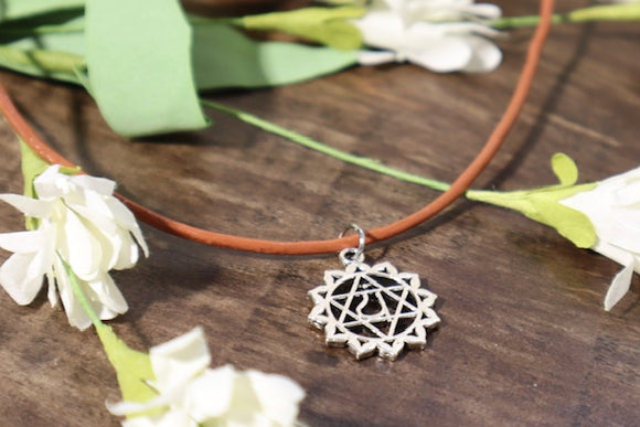 Leather Cord Heart Chakra Charm Necklace/Bracelet
