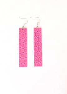 Honeycomb Patterned Genuine Leather Earrings