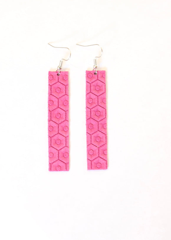 Honeycomb Patterned Genuine Leather Earrings