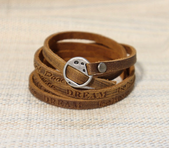 Leather Bracelet with Inspirational Quotes