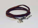 Leather Wrap Bracelet with Ohm Charm