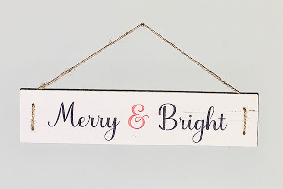 Merry & Bright Wooden Sign