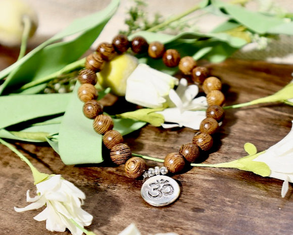 Om Pendant Wooden Bracelet