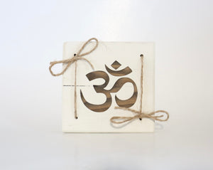 Om Laser Engraved Block with Jute Rope - Large