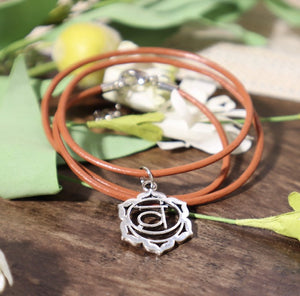 Leather Cord Sacral Chakra Charm Necklace/Bracelet