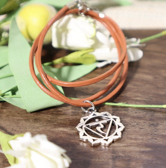 Leather Cord Solar Plexus Chakra Charm Necklace/Bracelet