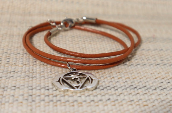 Leather Cord Third Eye Chakra Charm Necklace/Bracelet