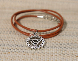 Leather Cord Throat Chakra Charm Necklace/Bracelet